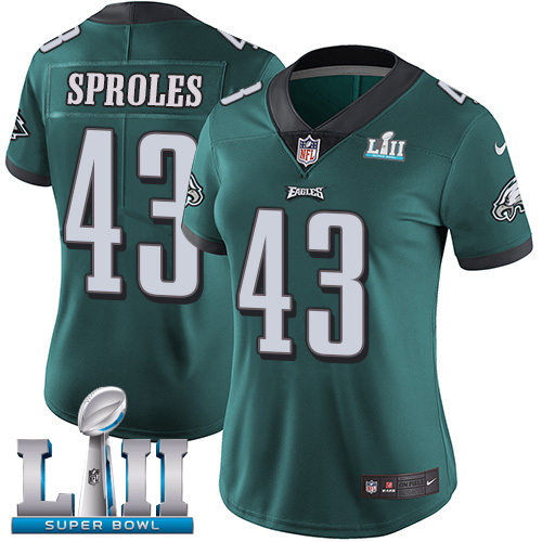 Nike Eagles #43 Darren Sproles Midnight Green Team Color Super Bowl LII Women's Stitched NFL Vapor Untouchable Limited Jersey